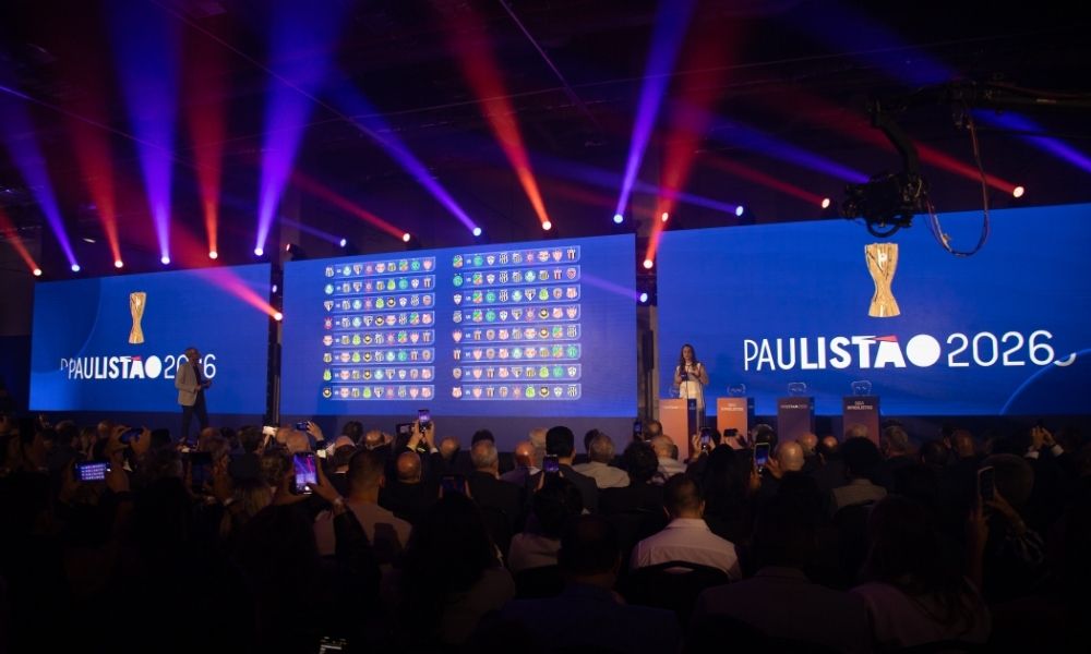 Evento de lançamento com o sorteio dos grupos do Campeonato Paulista de 2026 é realizado na noi...